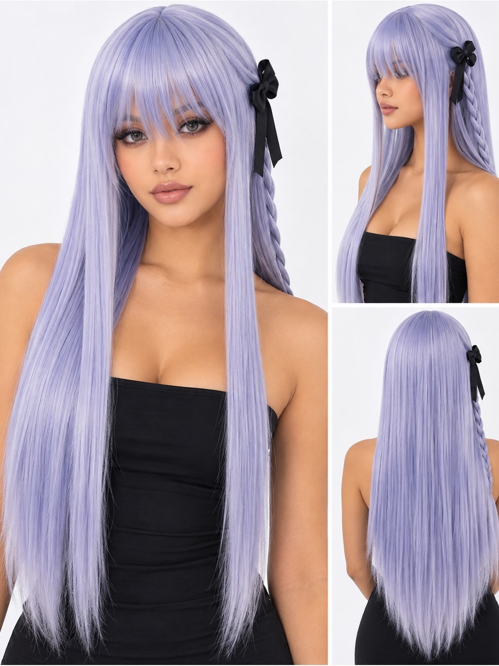 NWT Kirigiri Kyoto 80 CM Light Gray Purple Synthetic Wig